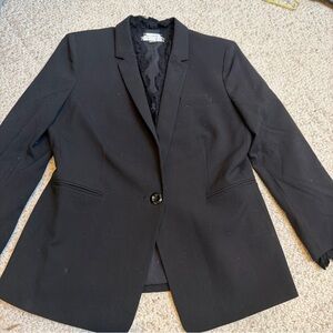 Tahari Blazer Suit Jacket Black Sz 12 Lace Detail See Measurements Altered to 10